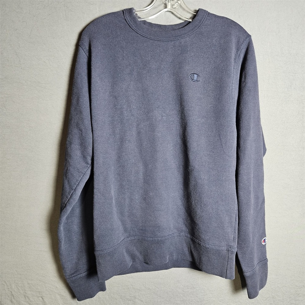 Champion Reverse Weave Crewneck Sweatshirt Mens L Navy Blue Pullover